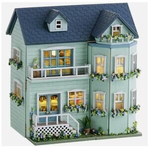 DIY Miniature House Kit, CUTEROOM Wooden Dollhouse Kit Mini House Making Kit